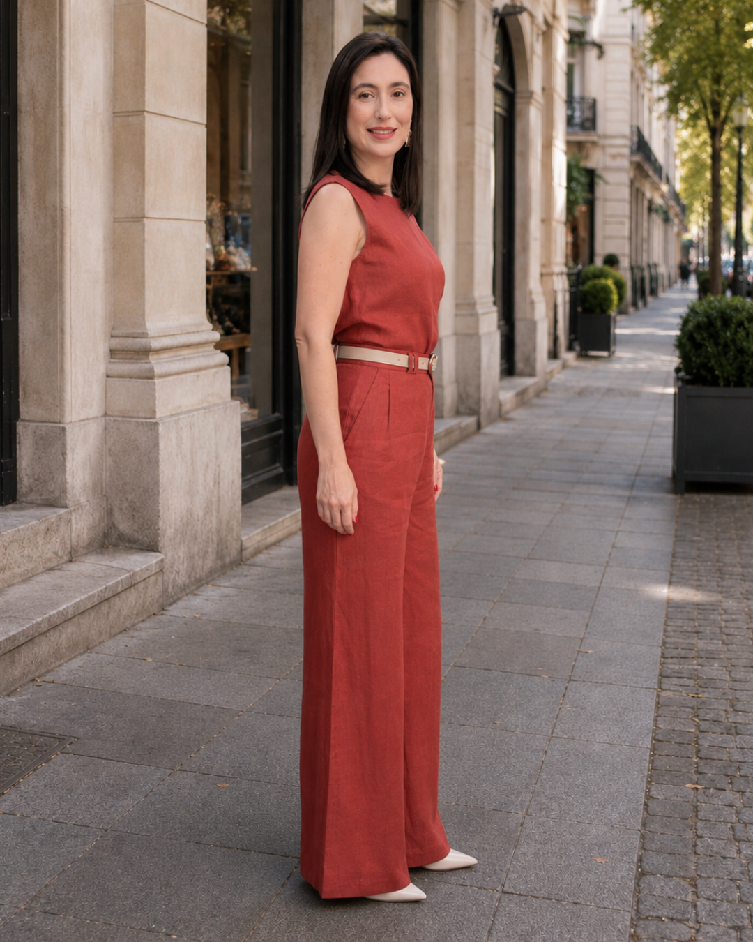 Conjunto Largo de Pierna Ancha con Cinturón