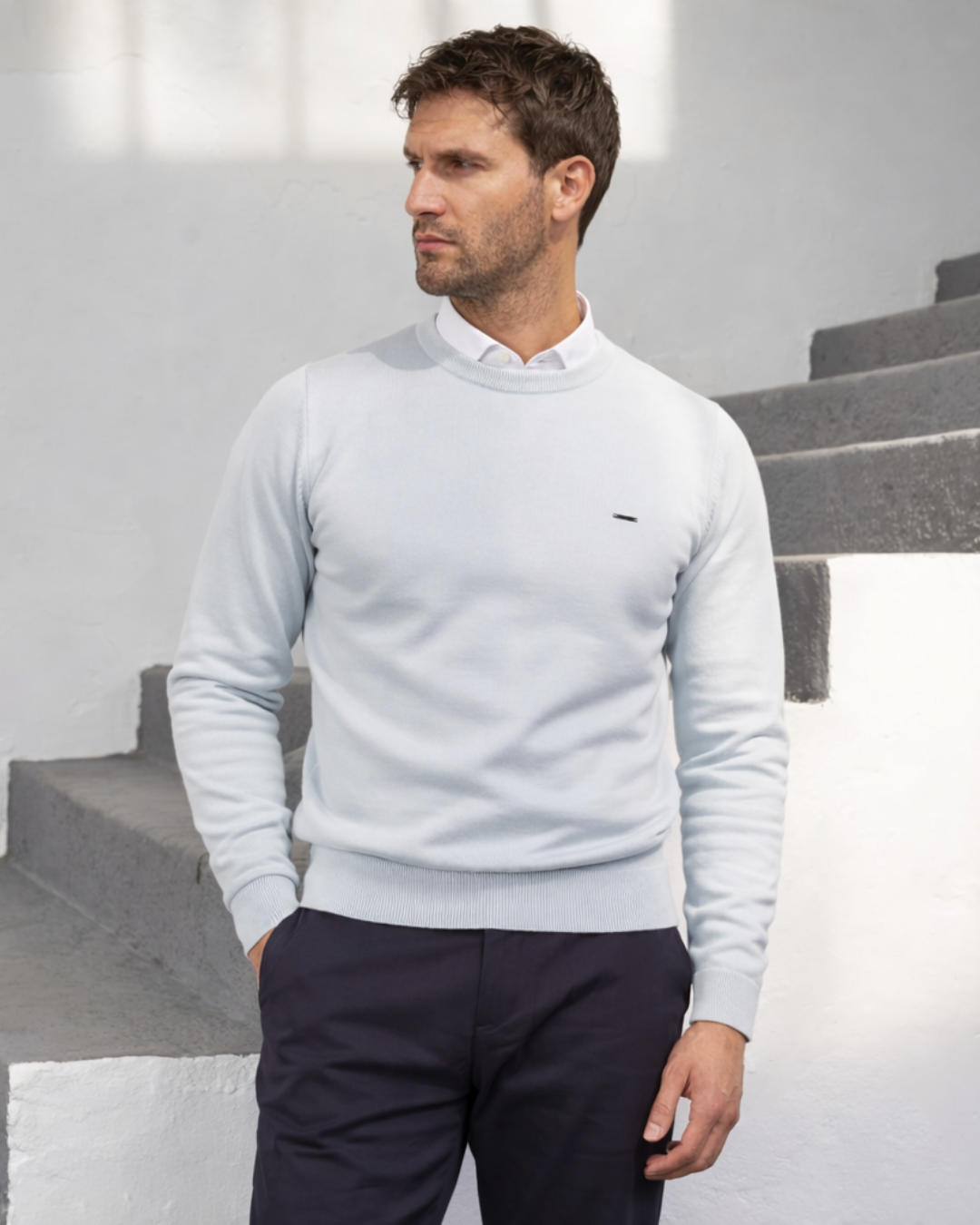 Jersey de Punto con Cuello Redondo para Hombre®