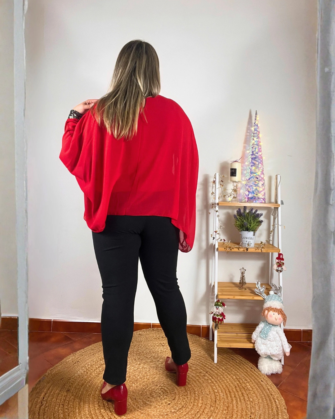 Blusa Fluida de Manga Larga con Camiseta Interior Integrada para Mujer