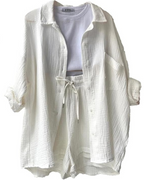 Conjunto de camisa de manga larga y short corto de cintura alta