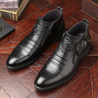 Botines de cuero con cremallera lateral