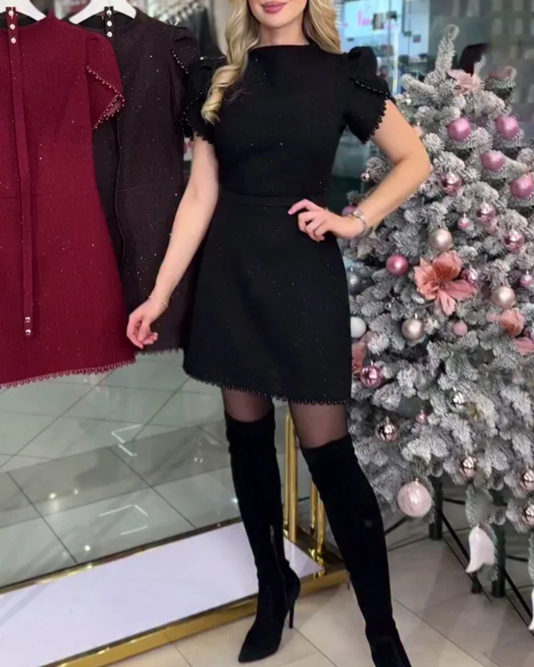 Vestido Ajustado con Pedrería de Alta Gama Para Mujer