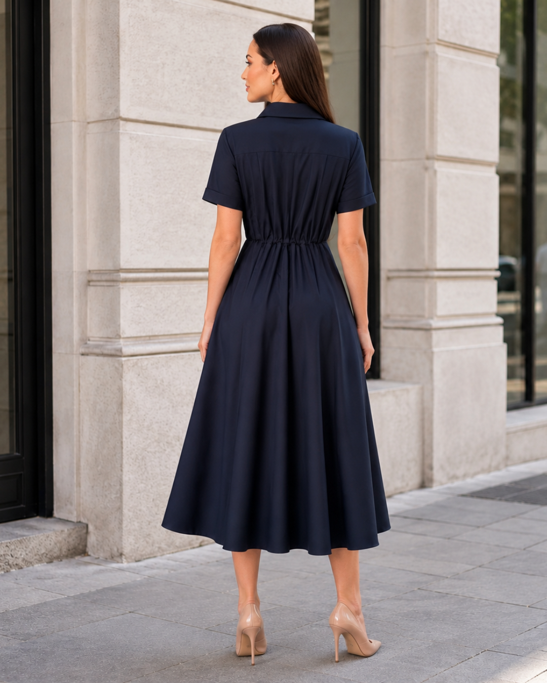 Vestido midi elegante con cremallera