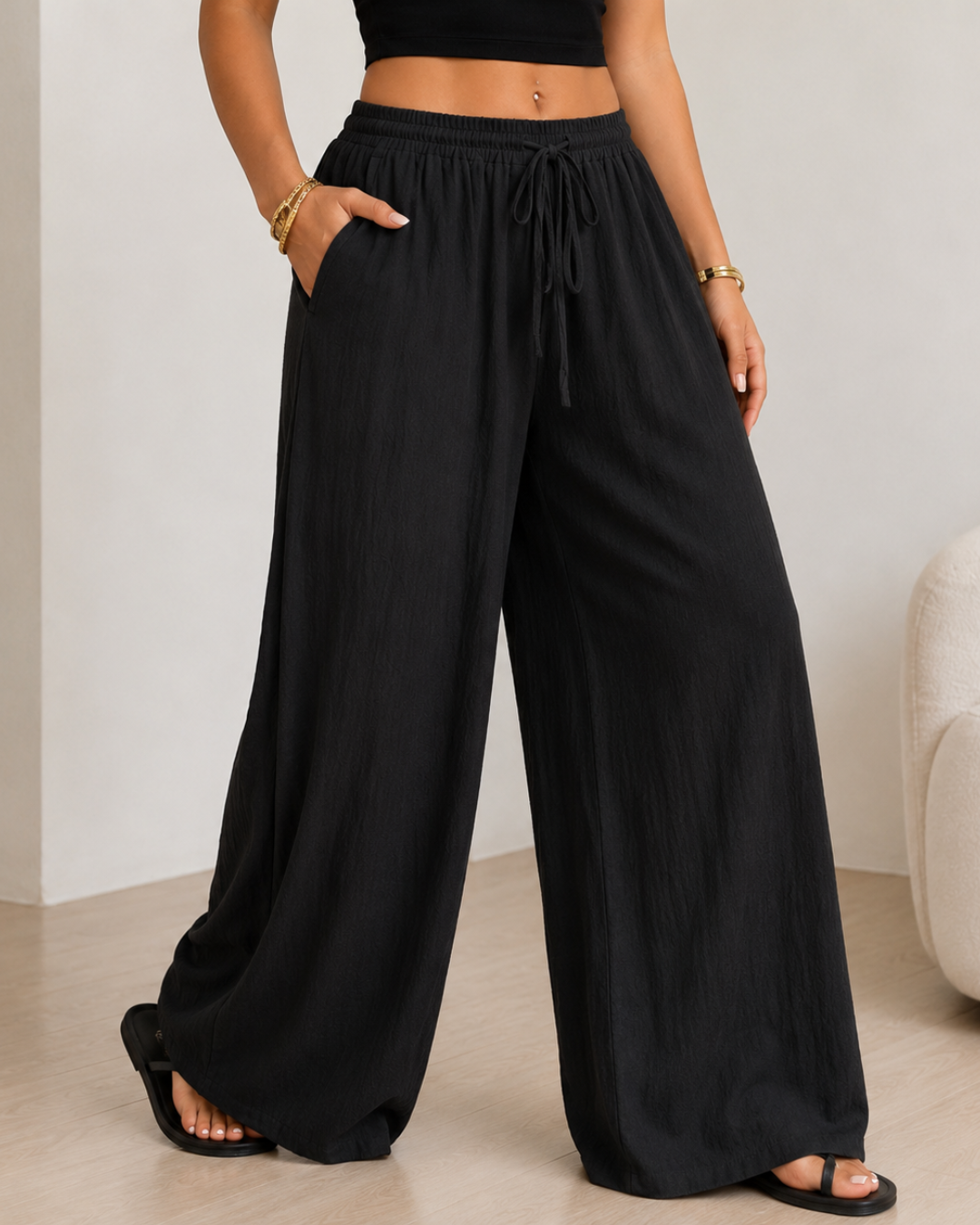 Pantalón Amplio Fluido con Cintura Ajustable®