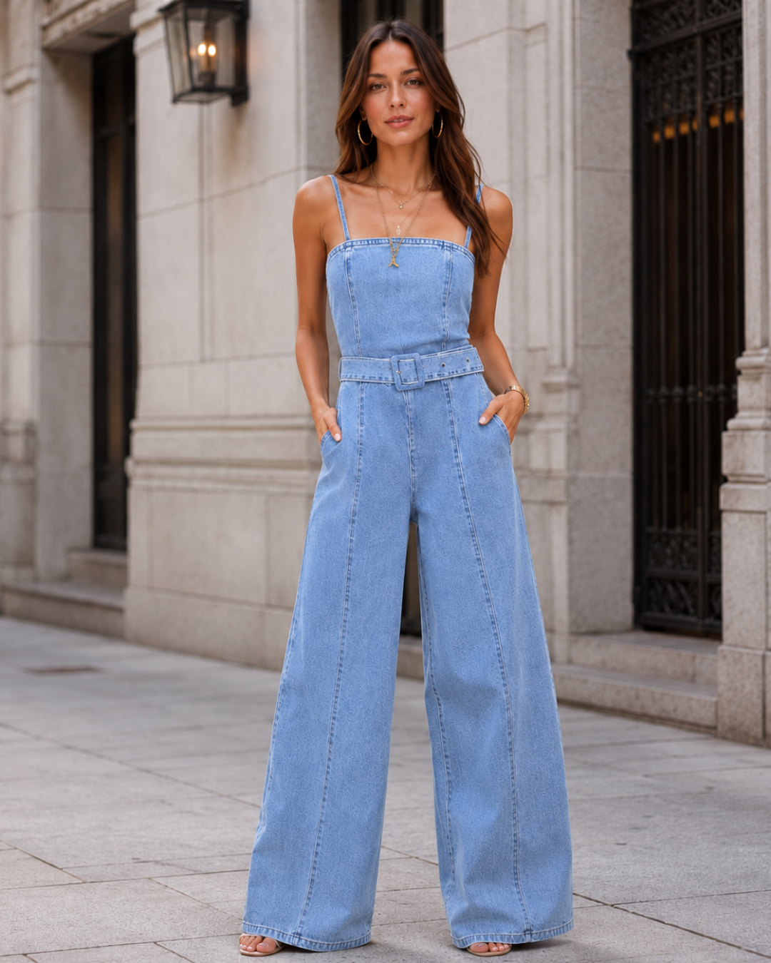 Mono vaquero strapless de pierna ancha®