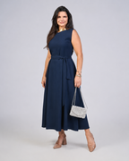Vestido Midi con Cinturon Ajustable