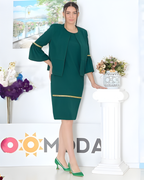 Conjunto Elegante de Vestido y Saco con Toques Artesanales
