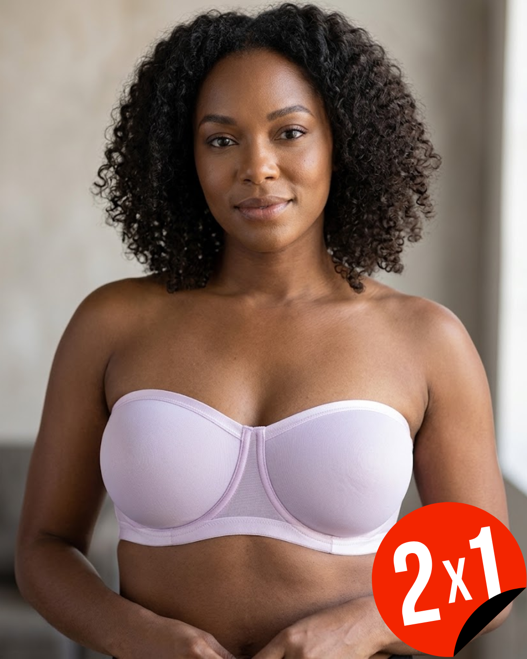 Sujetador Bandeau Sin Tirantes con Copas Moldeadas y Banda Ancha (OFERTA 2X1)