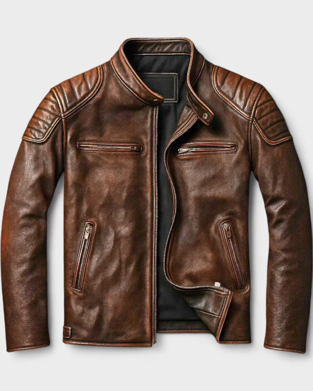 Chaqueta de Cuero con Diseño Funcional para Hombre®