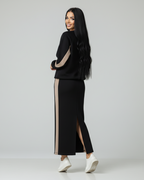 Conjunto holgado con top de manga larga y falda con abertura®