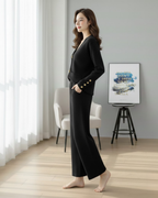 Conjunto de Punto de Elegancia y Confort en Dos Piezas Para Mujer
