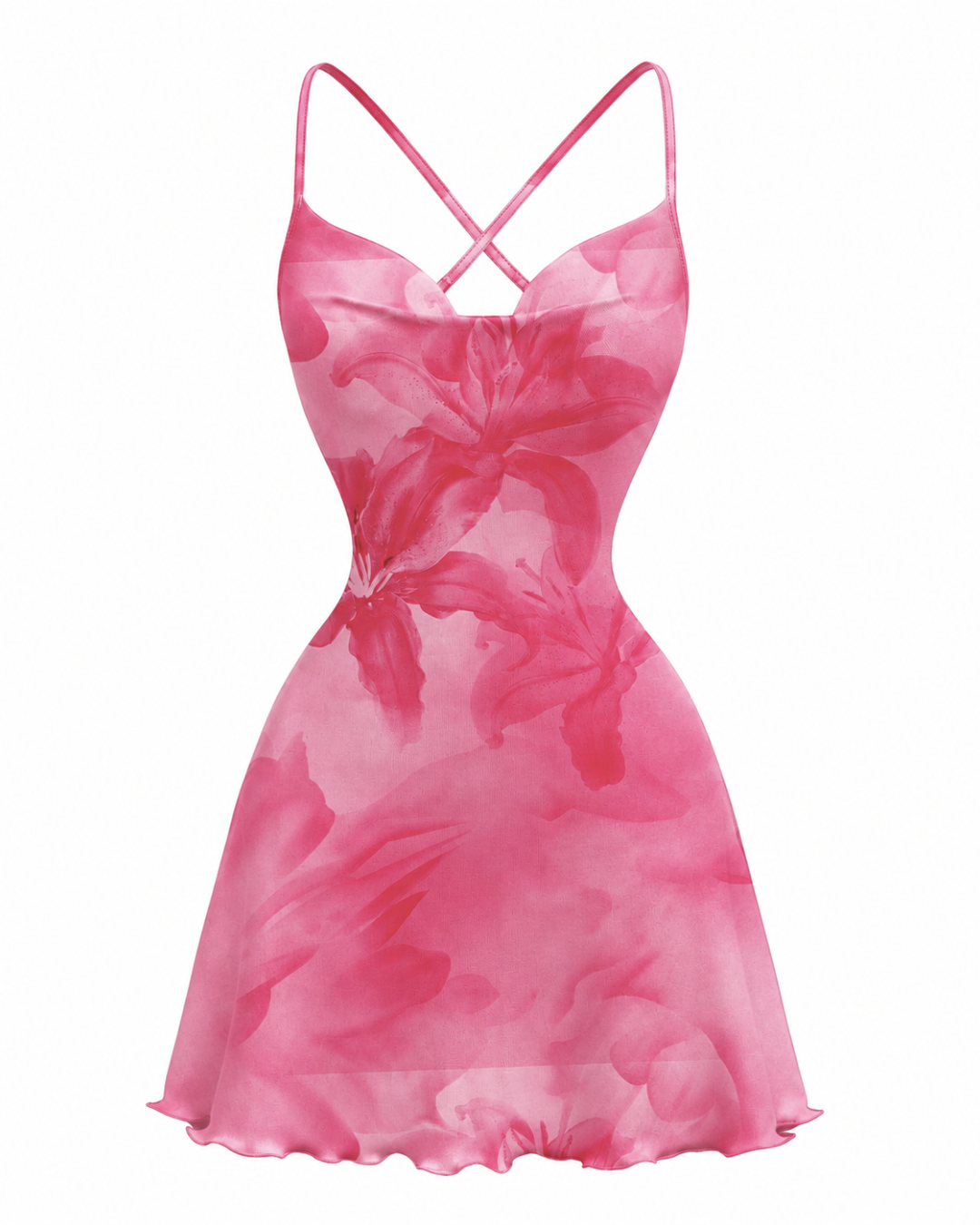Vestido Mini Floral de Cuello Drapeado®