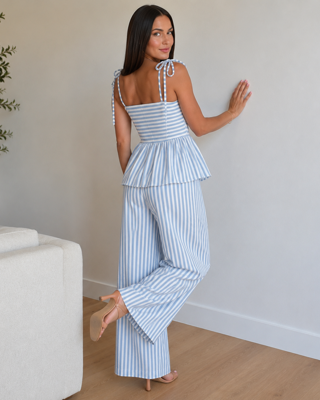 Conjunto de Top con Volante y Pantalón Palazzo