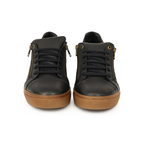 Zapatillas de cuero negro con cremallera y plantillas ortopédicas para hombre®