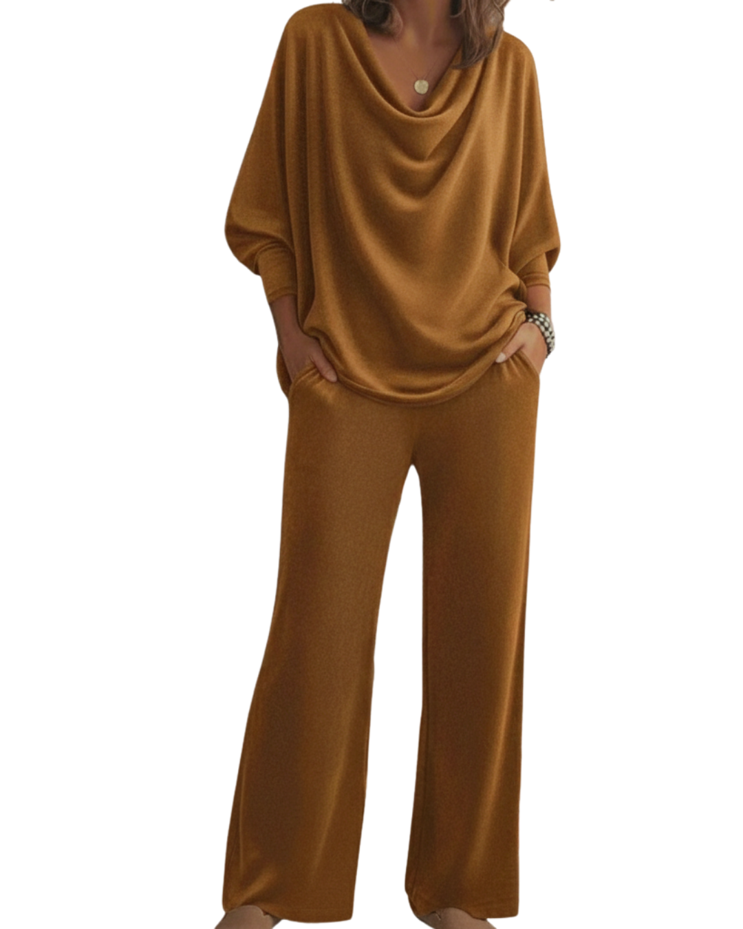 Jersey de Punto Fino con Cuello en V para Mujer