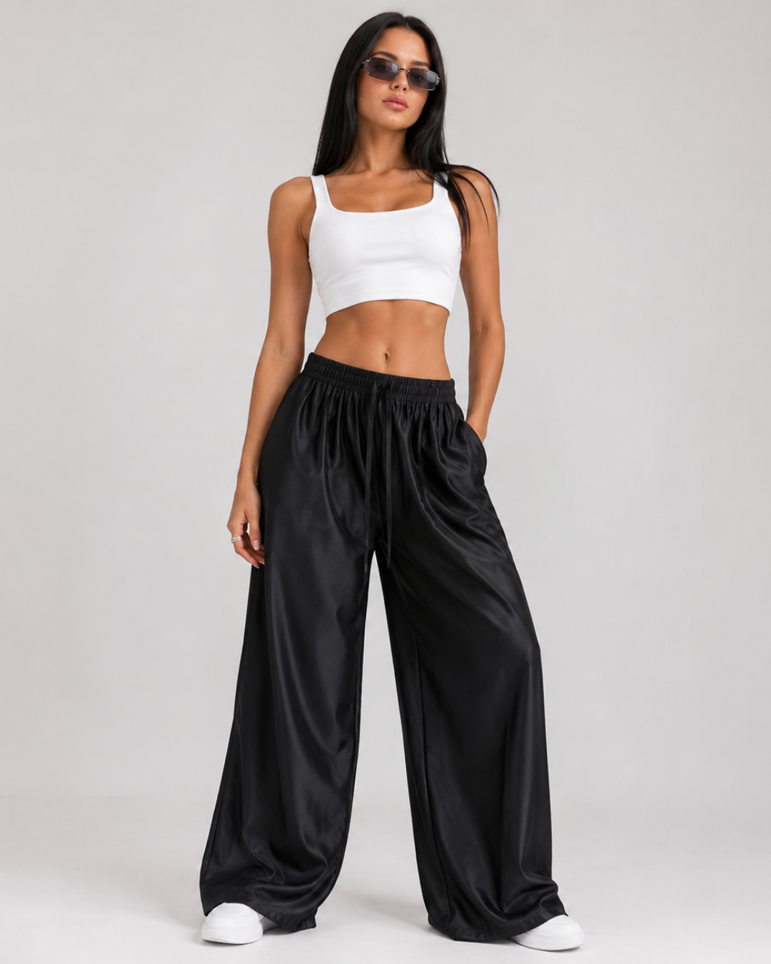 Pantalón Palazzo Satinado con Cintura Elástica®