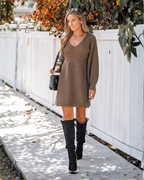 Vestido Tipo Suéter de Punto Texturizado para un Estilo Acogedor Para Mujer®