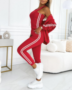 Conjunto de Chándal de 3 Piezas para Mujer con Detalles de Rayas®