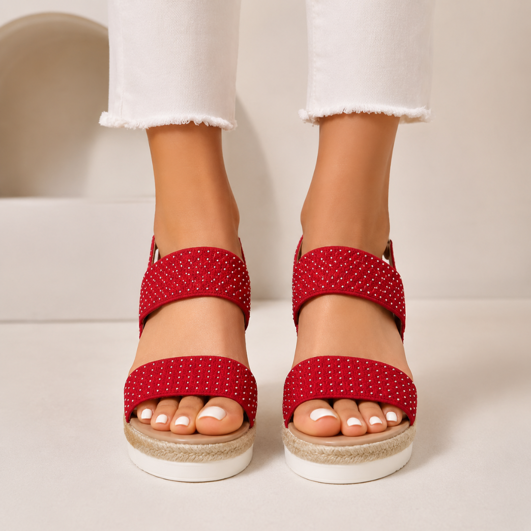 Sandalias de Cuña con Tiras Elásticas