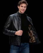 Chaqueta de Cuero con Forro Térmico para Hombre