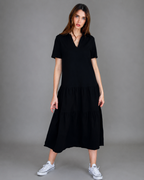 Vestido largo con cuello camisero