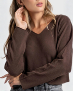 Jersey de Punto Fino con Cuello en V para Mujer®