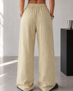 Pantalón Palazzo de Rayas con Cintura Ajustable
