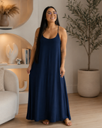 Vestido Largo Fluido con Tirantes Finos