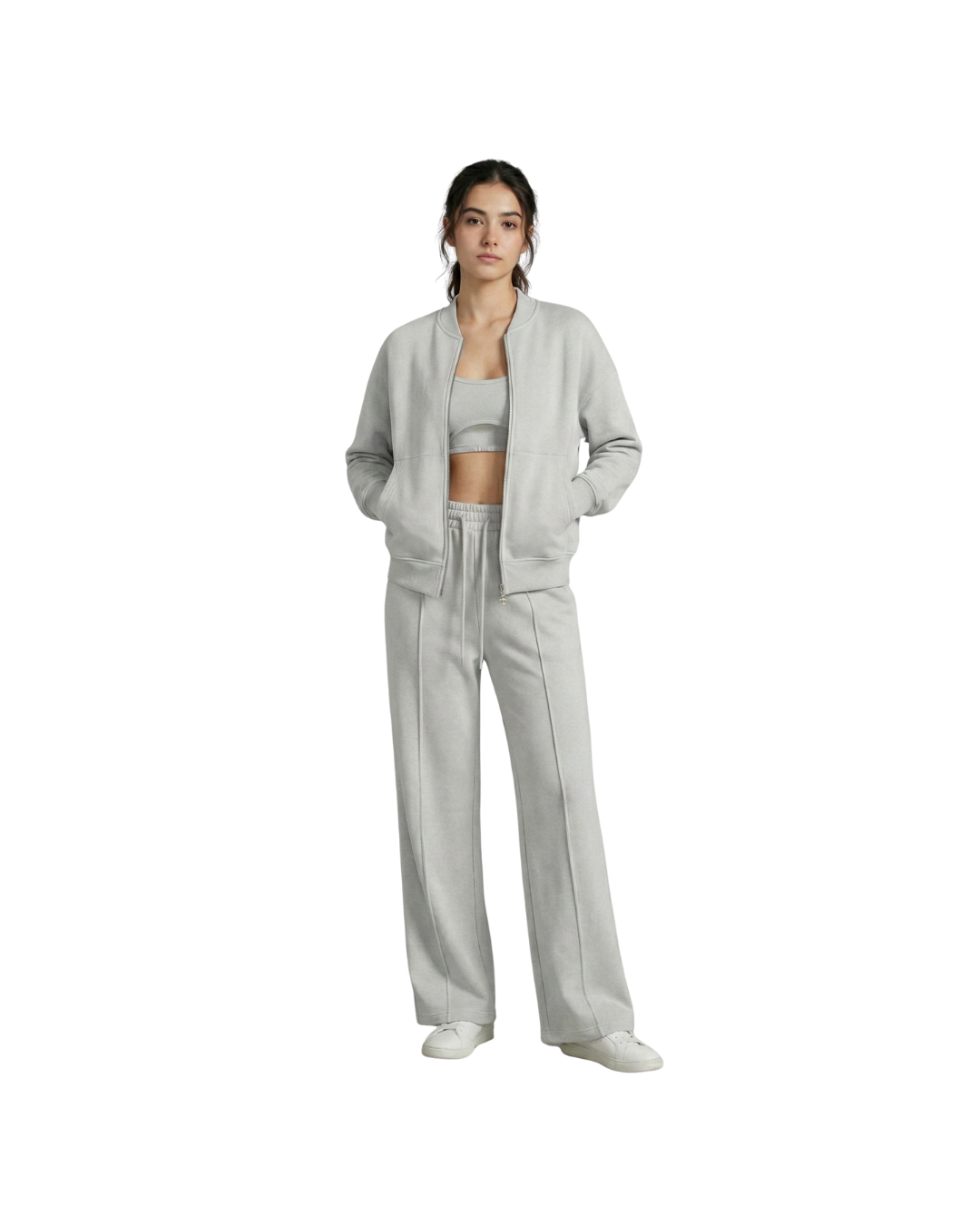 Chaqueta con Cremallera y Pantalón de Pernera Ancha
