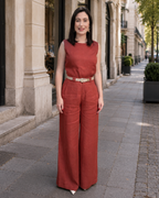 Conjunto Largo de Pierna Ancha con Cinturón