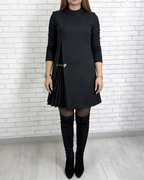 Elegante Vestido de Manga Larga con Paneles Plisados®
