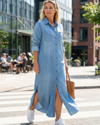 Vestido Tipo Camisa de Longitud Extendida Para Mujer®