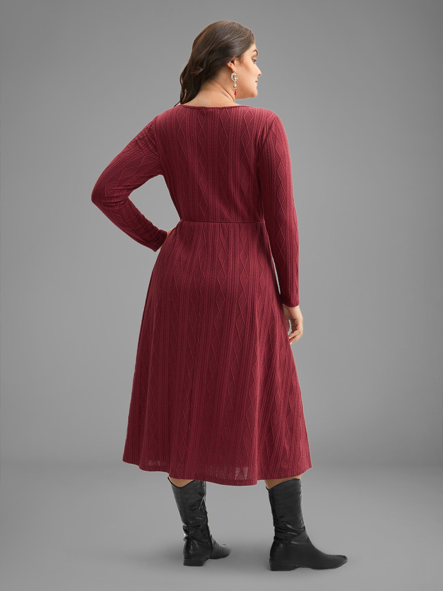 Vestido Midi Fit and Flare en Punto Texturizado®