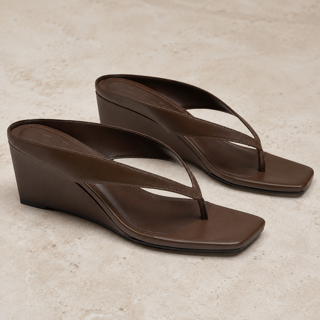 Sandalias de Cuña Tipo Dedo con Punta Cuadrada