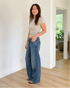 Jeans de mujer de cintura baja y pierna ancha®