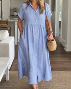 Vestido Camisero Holgado con Bolsillos