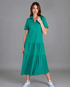 Vestido largo con cuello camisero