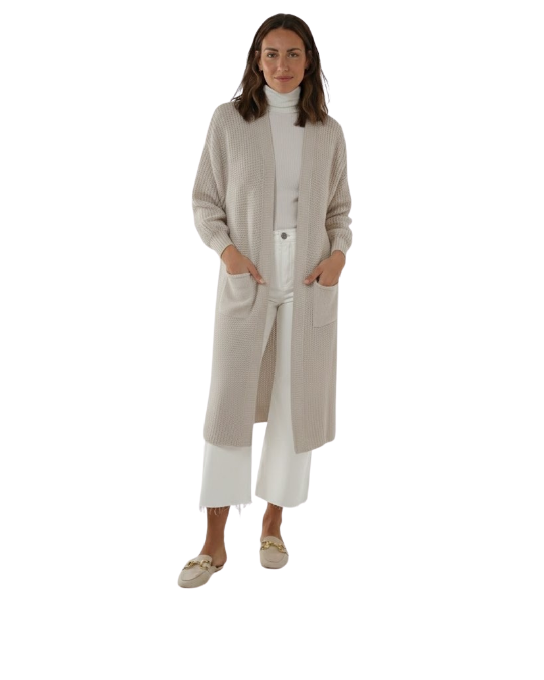 Cárdigan Largo de Punto Para Mujer