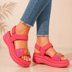 Sandalias de Plataforma con Flores Decorativas