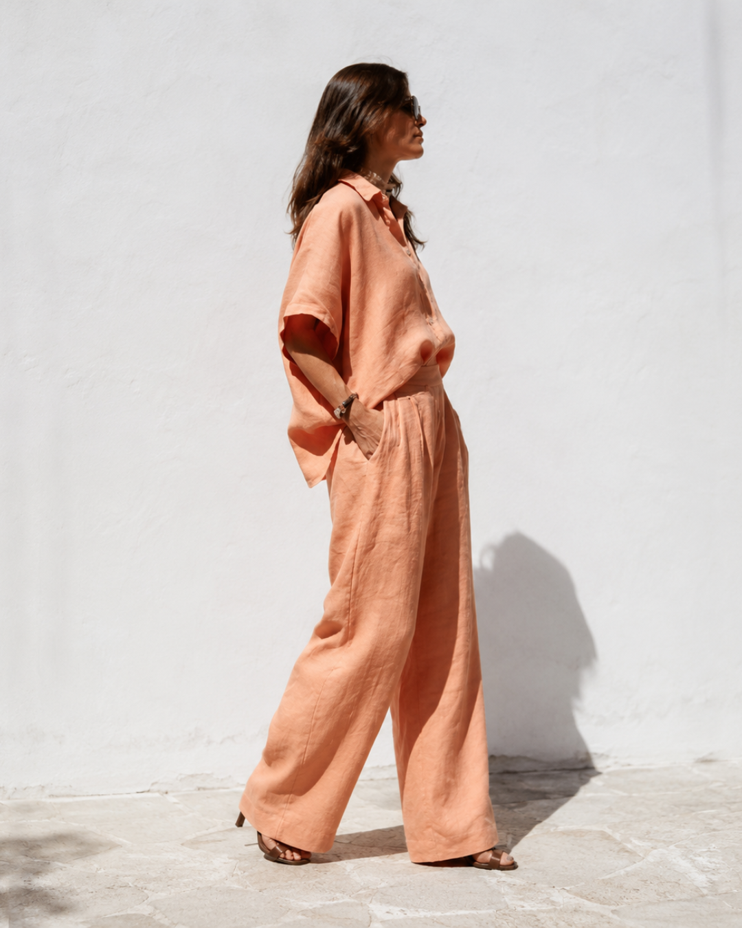 Conjunto de Camisa y Pantalón Holgado en Lino