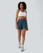 Short Deportivo de Tiro Alto con Bolsillo Trasero para Mujer