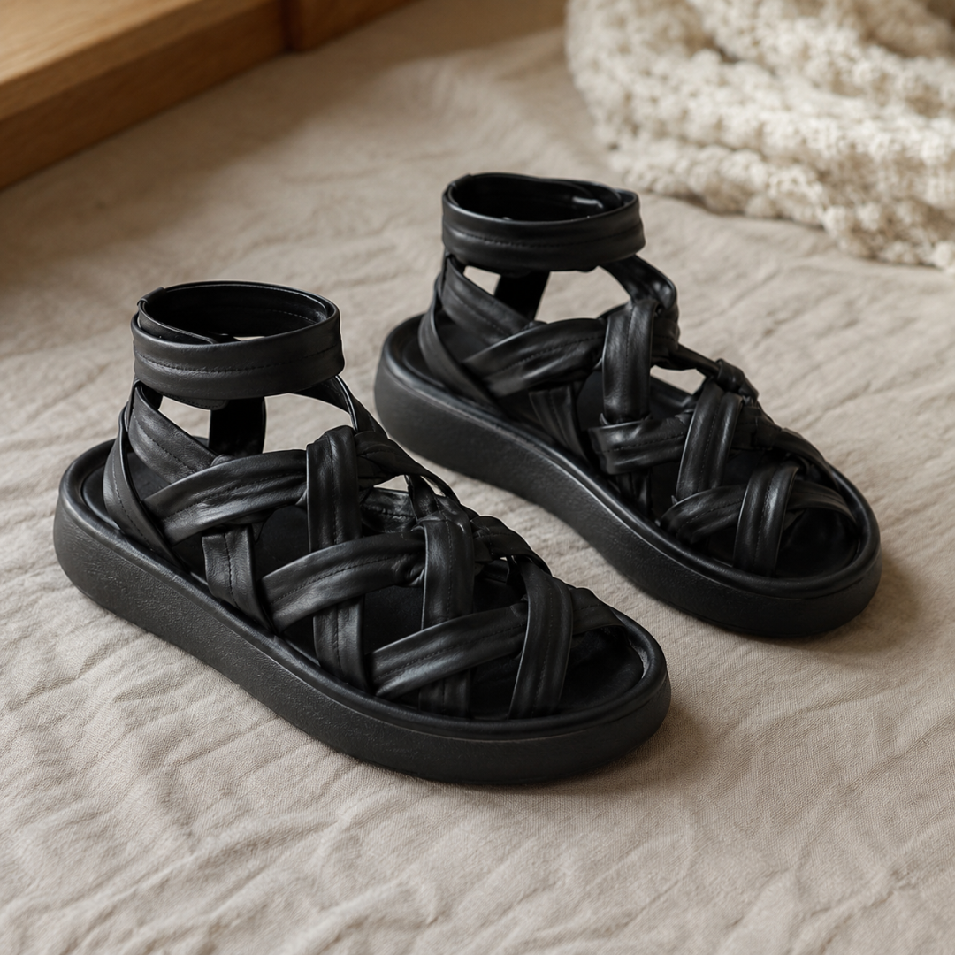 Sandalias de plataforma tejidas con suela suave