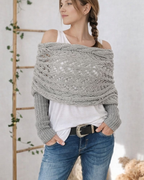 Poncho de Punto con Calados Elegantes para Mujer