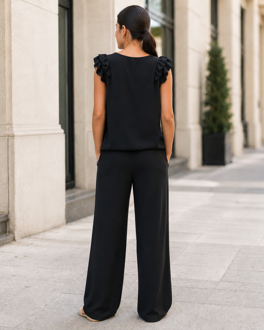 Conjunto de Top con Volantes y Pantalón Amplio®