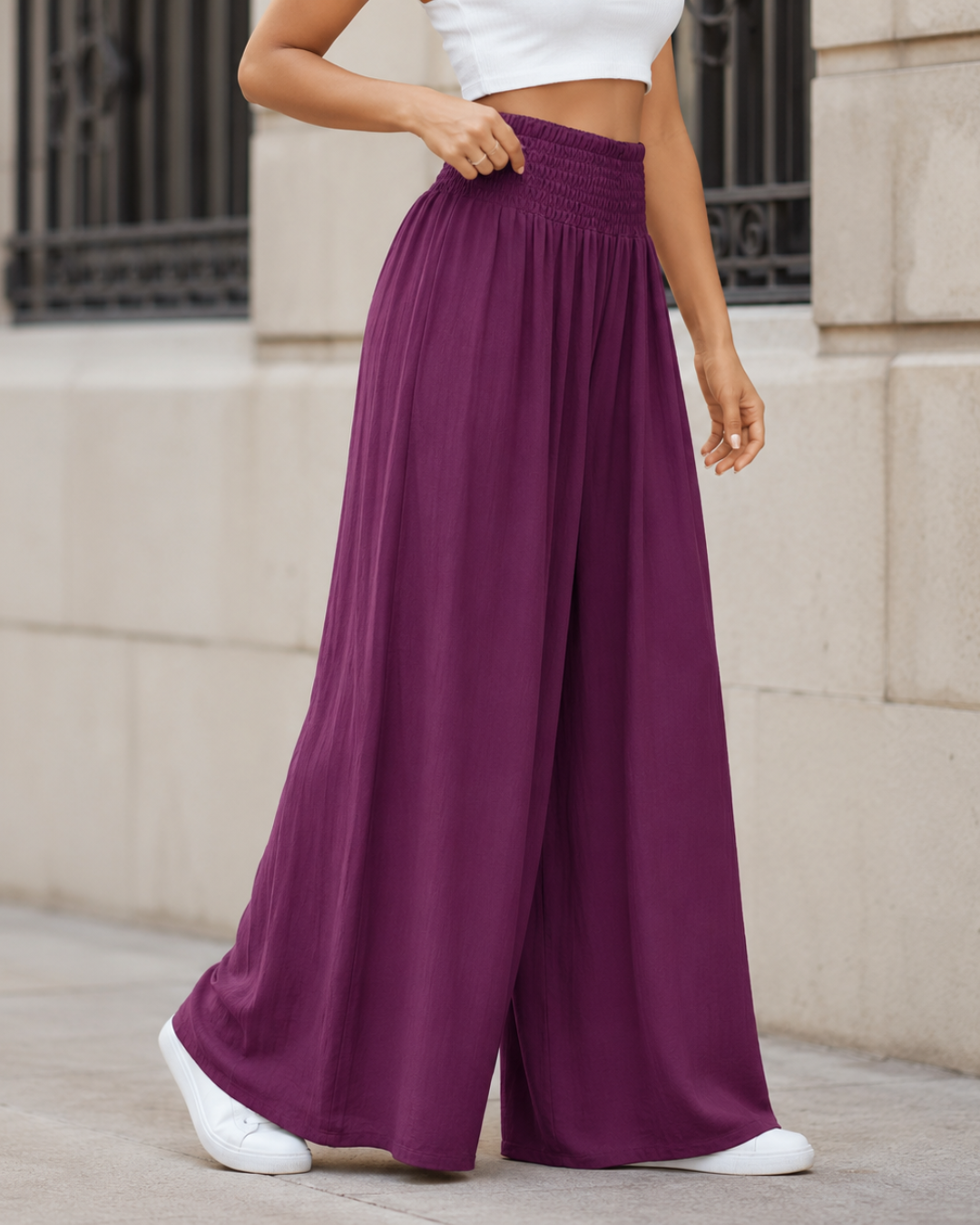 Pantalón Palazzo Holgado de Cintura Elástica