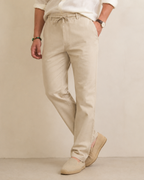 Pantalón de Lino con Cintura Ajustable