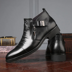 Botines de cuero con cremallera lateral