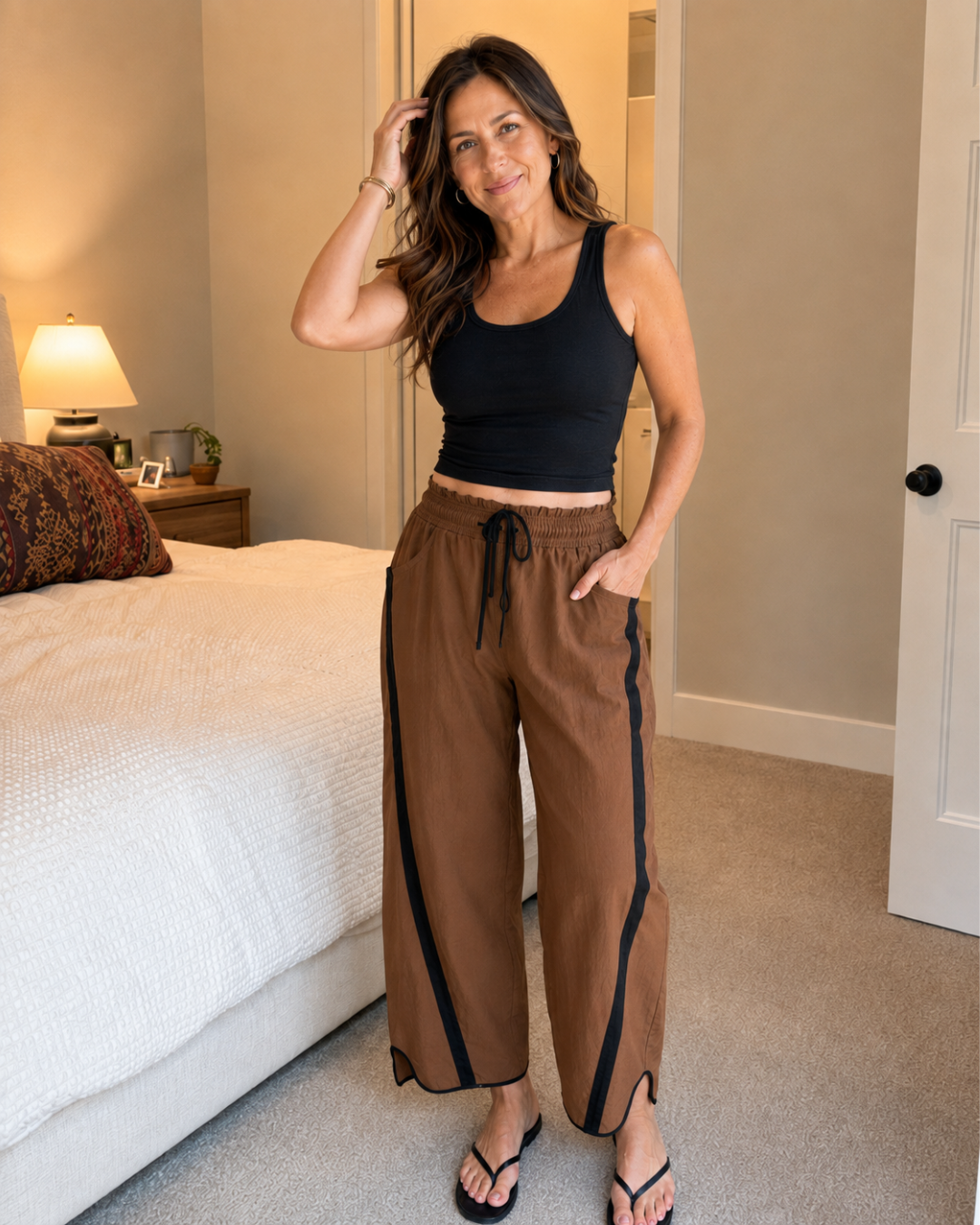 Pantalón Casual de Cintura Elástica con Franjas Laterales®