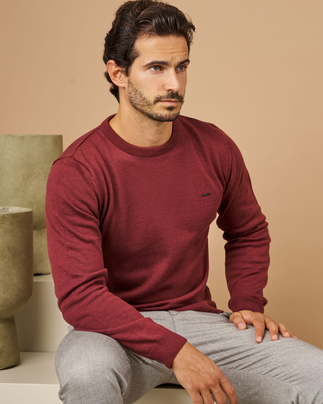 Jersey de Punto con Cuello Redondo para Hombre®
