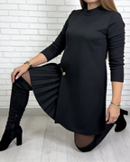 Elegante Vestido de Manga Larga con Paneles Plisados®